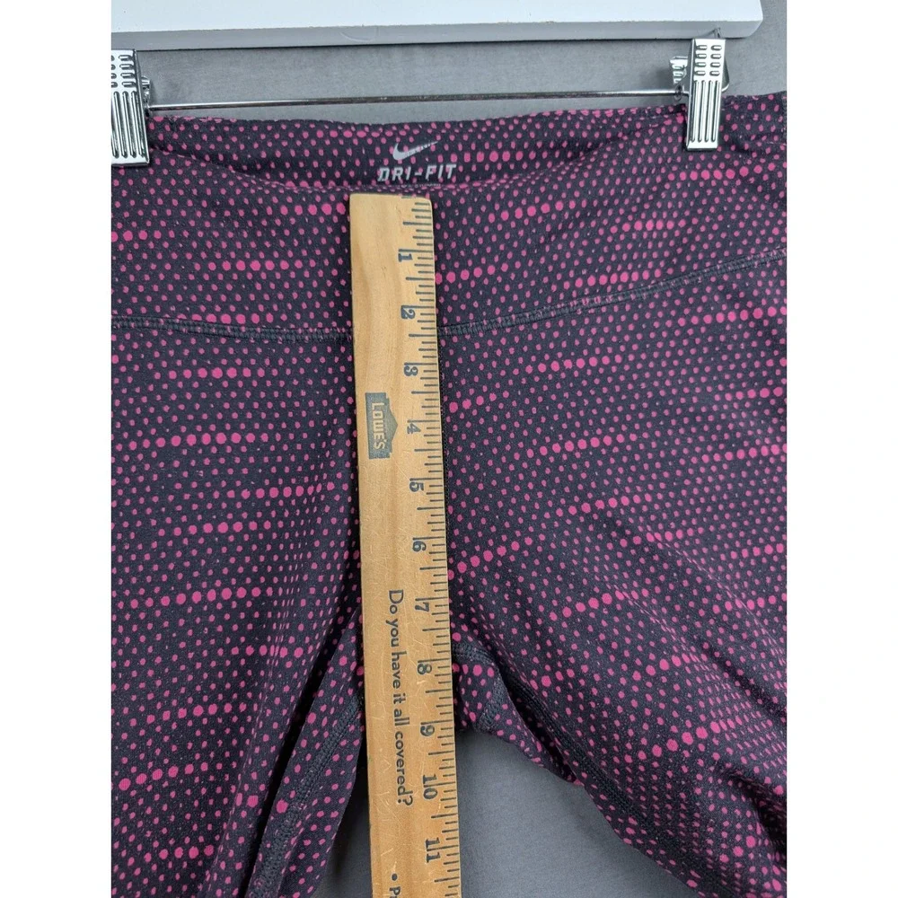 Nike Womens Dri-FIT‎ Epic Run Crop Leggings Black Pink Polka Dot Size  Large